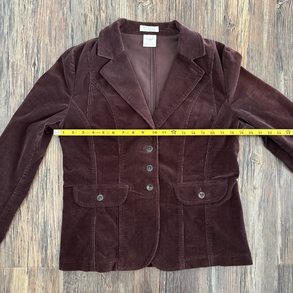 FDJ French Dressing Brown Corduroy Blazer Jacket Womens 8 Button Front Back Belt - Picture 4 of 11